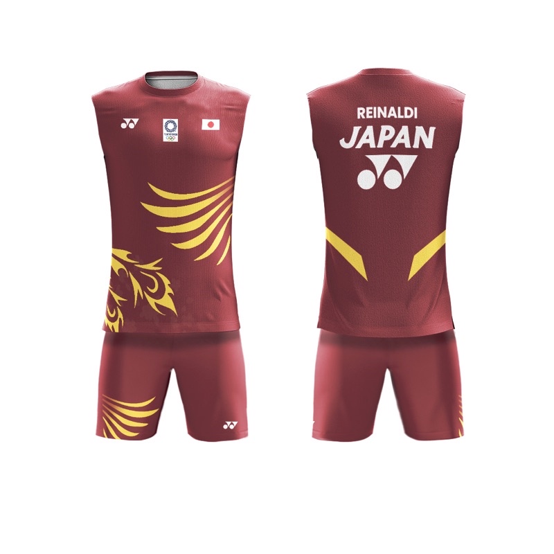 Jersey Setelan Bulutangkis Badminton Custom | Baju Kaos Bulutangkis Badminton Custom | JAPAN OLYMPIC