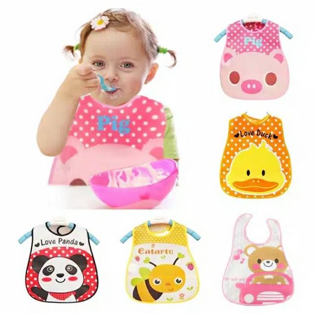 Slabber Plastic / Celemek Bayi / Slaber Plastik Waterproof / Baby Bib / Tadah Liur Anti Air