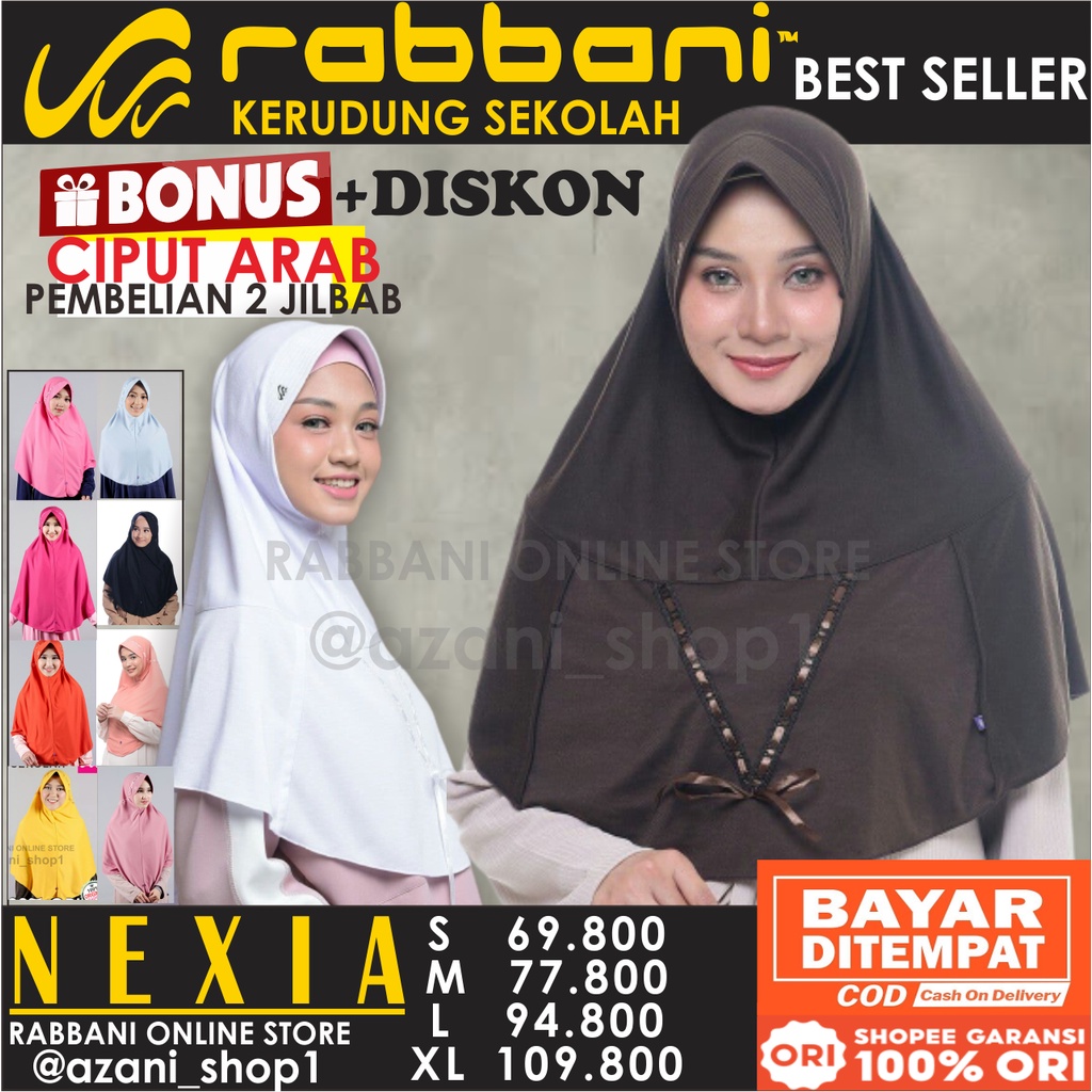 KERUDUNG JILBAB RABBANI NEXIA ORI Fashion Wanita Muslim Krudung Rabani Asli Anak Sekolah SD SMP SMA