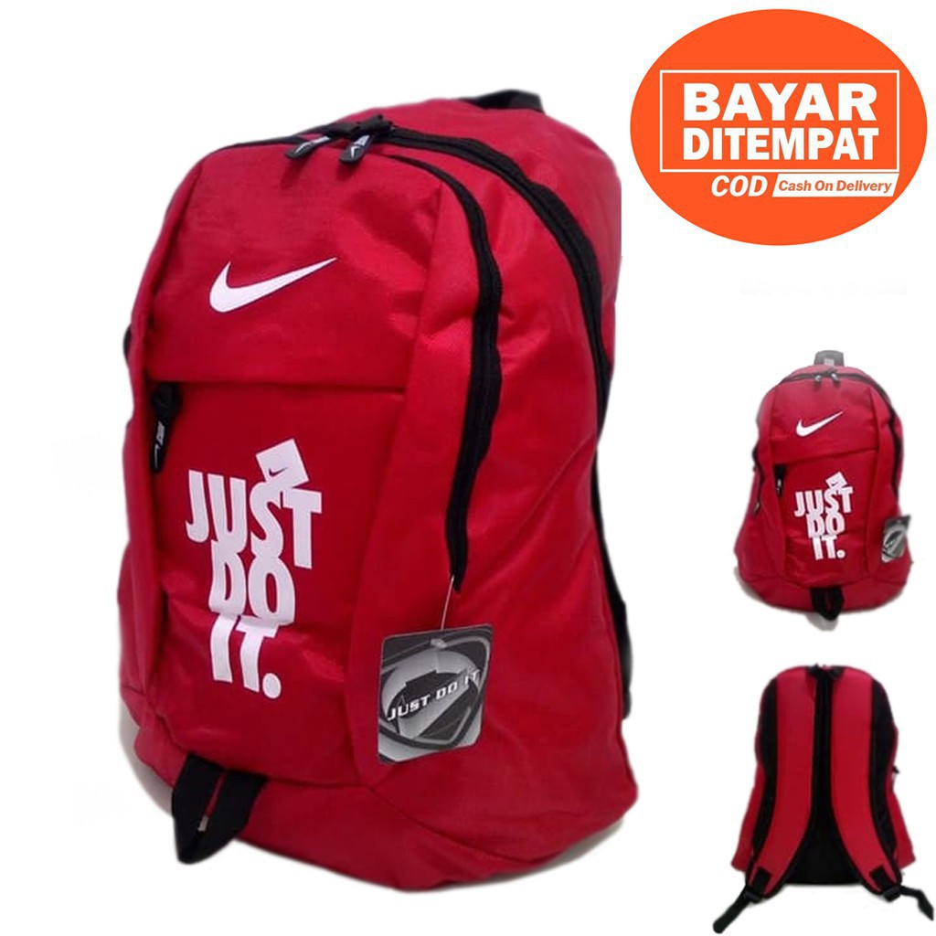 TAS RANSEL PUNGGUNG JUST DO IT HITAM EMAS BESAR SAES STORE Murah