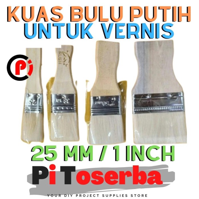 Kuas Bulu Putih Untuk Politur Vernis Bumbu Pelitur Ukuran 1 Inch 25mm