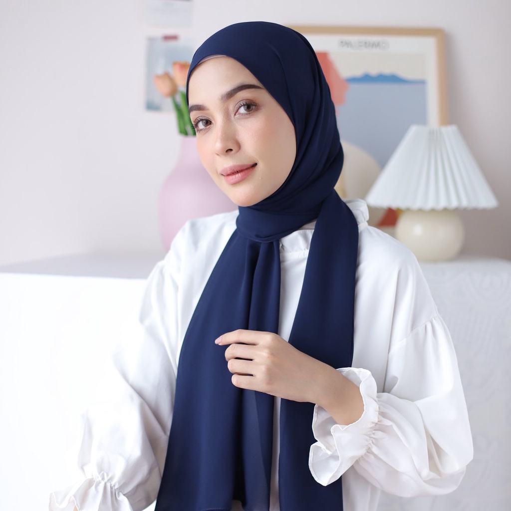 Lozy Hijab - [Defect] Bawal Shawl ( Hijab Pashmina )-Navy