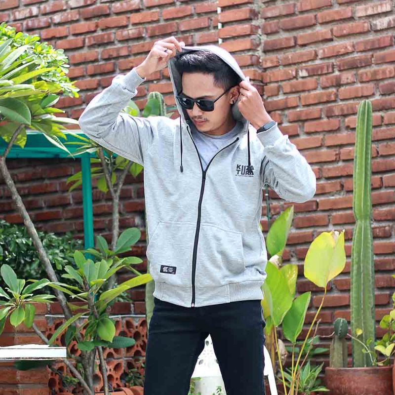 Distro Jaket Hoodie Pria Premium Original - Grey