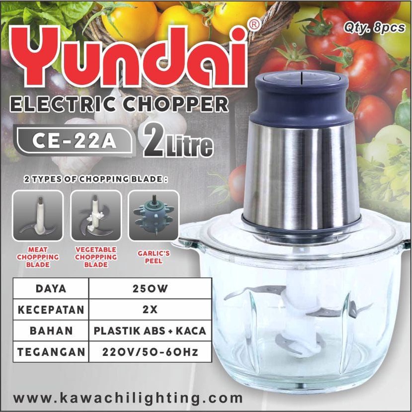 Food Proccesor Yundai CE-22 A 2 Liter Chopper Daging Bumbu