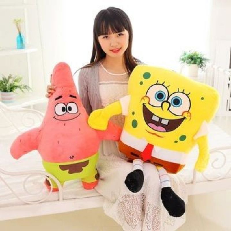 Boneka Spongebob Dan Patrick Star Unofficial/Boneka Patrik/Boneka Petrik Bahan Halus Dan Lembut Cocok Buat Mainan Anak Kesayangan/Gift Box pacar