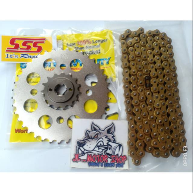 Gear Set Gir Set Sss 415 Tipis Rantai Gold Sonic Megapro CB CBR 150 Verza Tiger Supra Gtr Gl Pro Dll