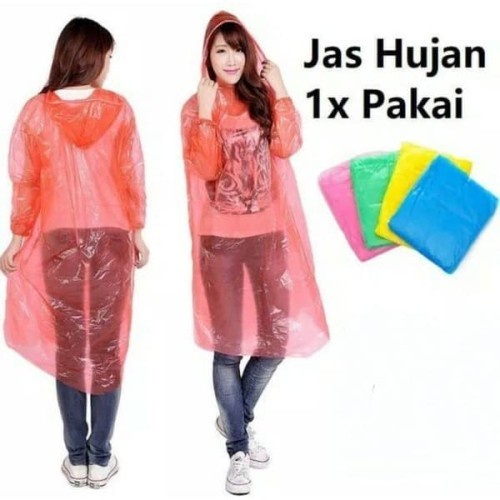 Jual Jas Hujan Plastik Murah Warna Warni Sekali Pakai Mantel Jas Hujan