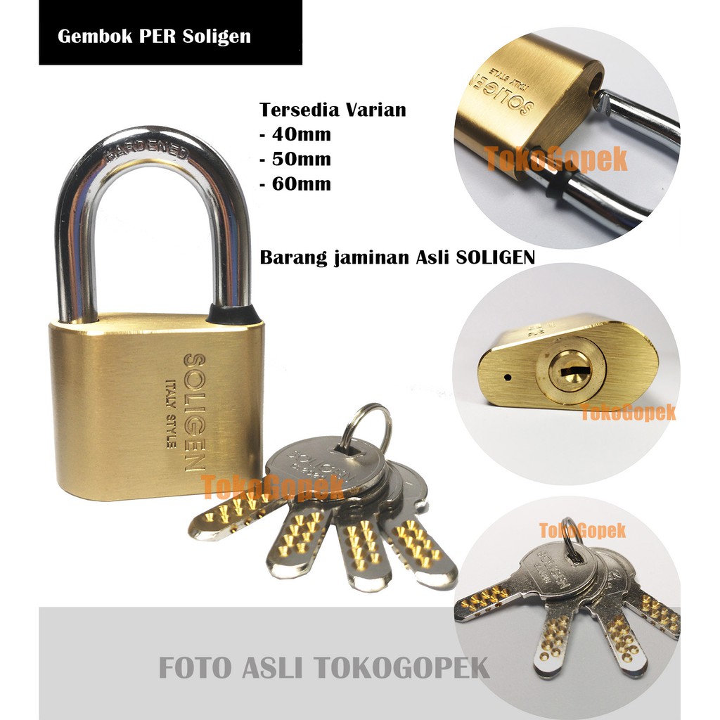 SOLIGEN Gembok PER Pendek 40mm 50mm 60mm Computer Key - Gembok Pagar