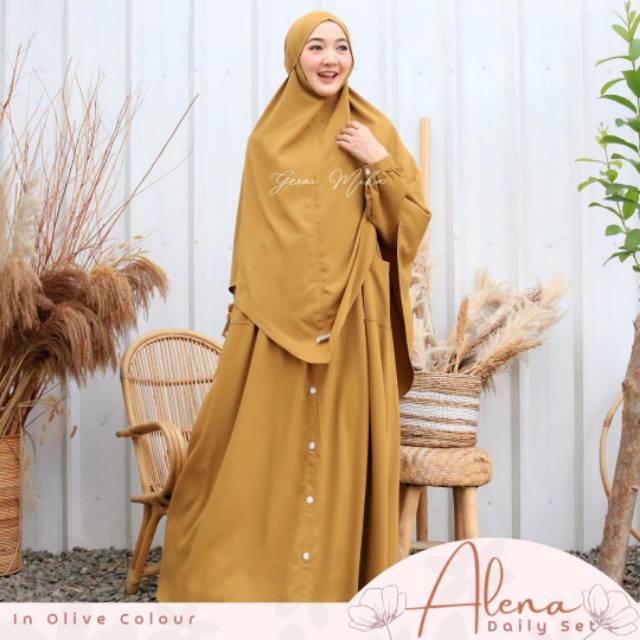 Alena daily set gamis dan khimar