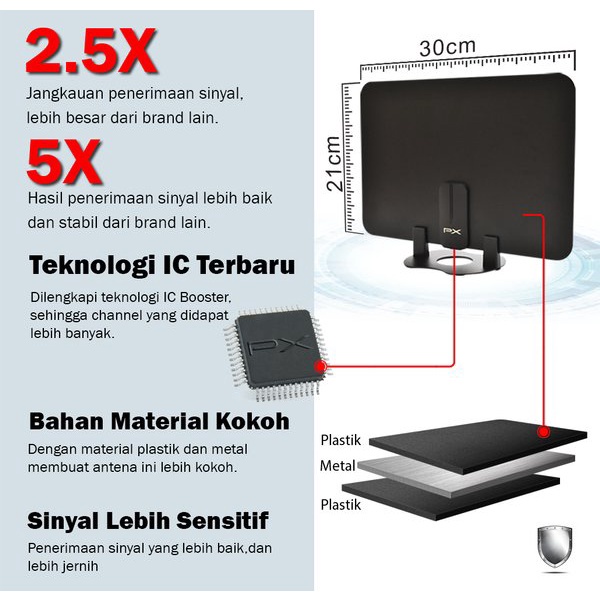 Antena PX UDA 3000 Digital dan Analog Indoor plus Booster