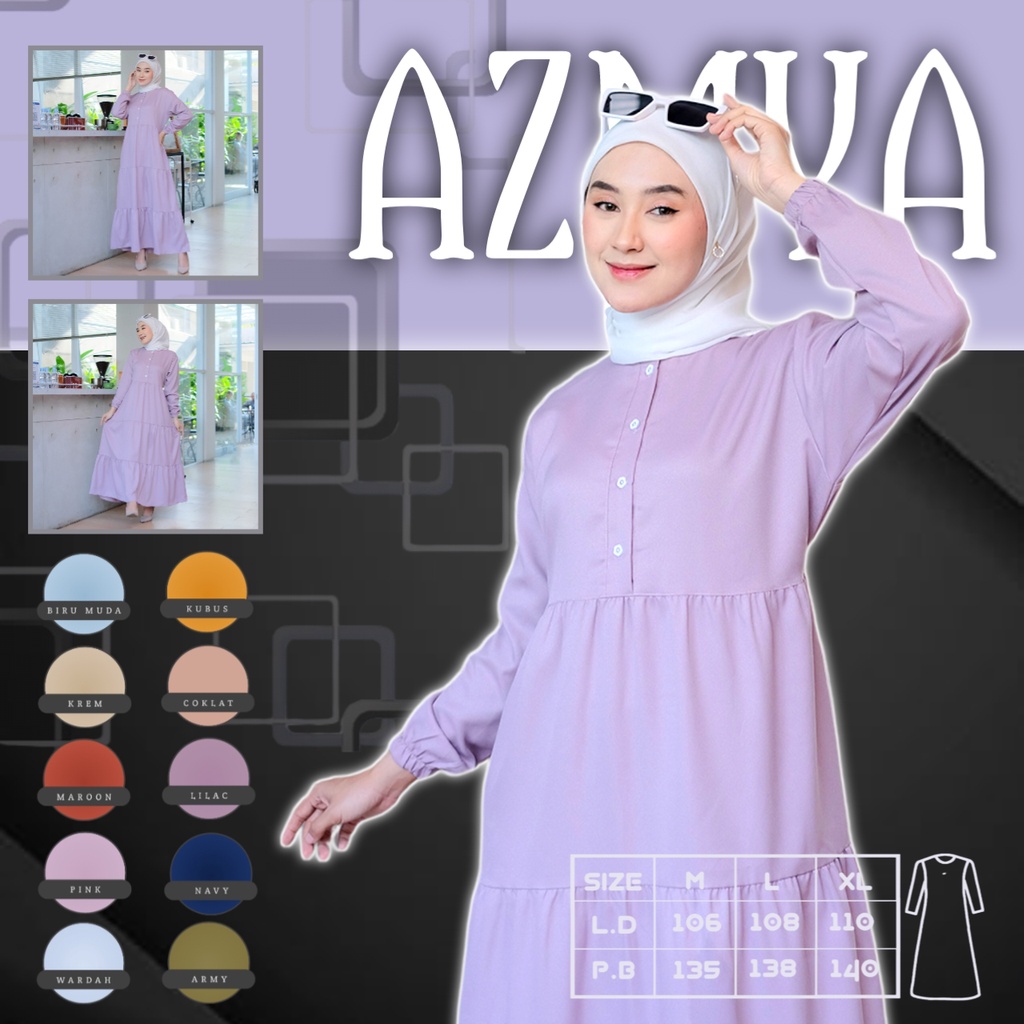 AZMIYA - Baju Gamis Wanita Terbaru 2022 Dress Remaja Kekinian Model Muslim Syari Dres Dewasa Set War