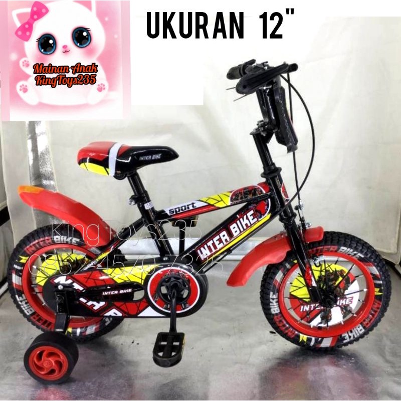 Sepeda Anak Ban Hidup Pompa Angin Ukuran 12 Inch 12" Laki2 Laki Cowok Vleg Rangka Besi Fleg Ban Peng