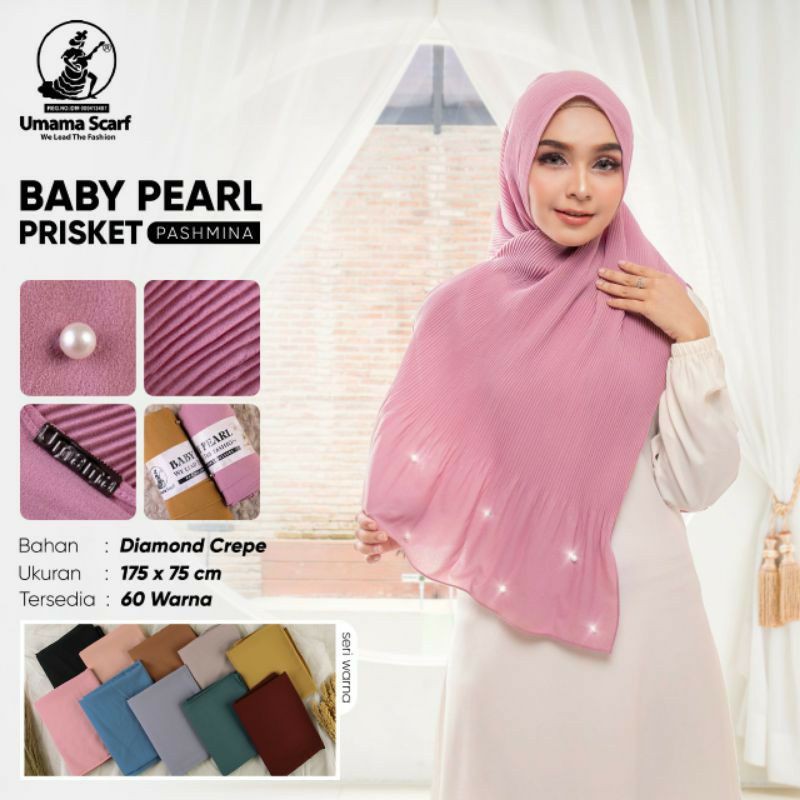 Pashmina Plisket Baby Pearl Prisket Ori Umama Prisket Pleated Shawl