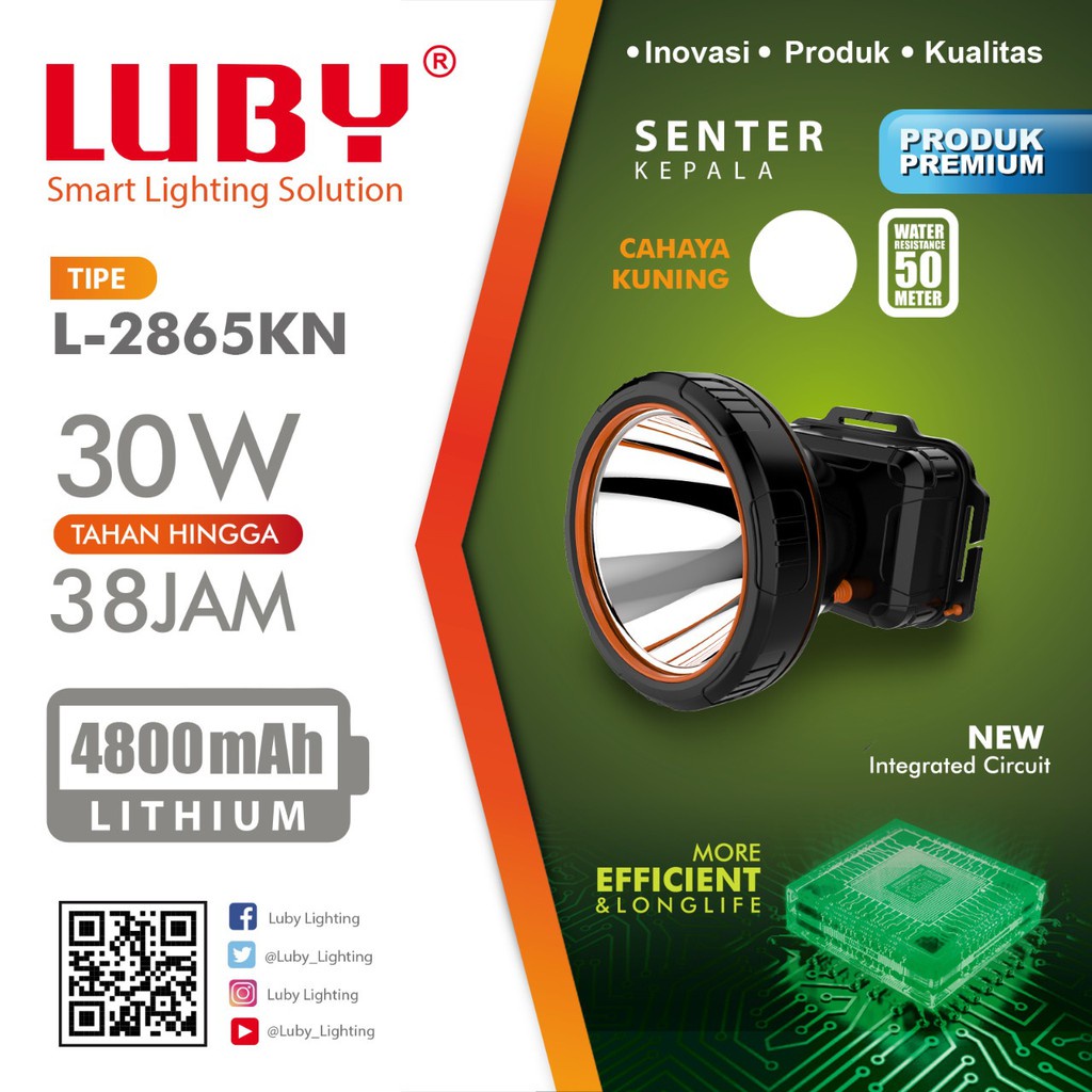 Luby L2865 Senter Kepala Super Terang / Headlamp Outdoor LED Waterproof