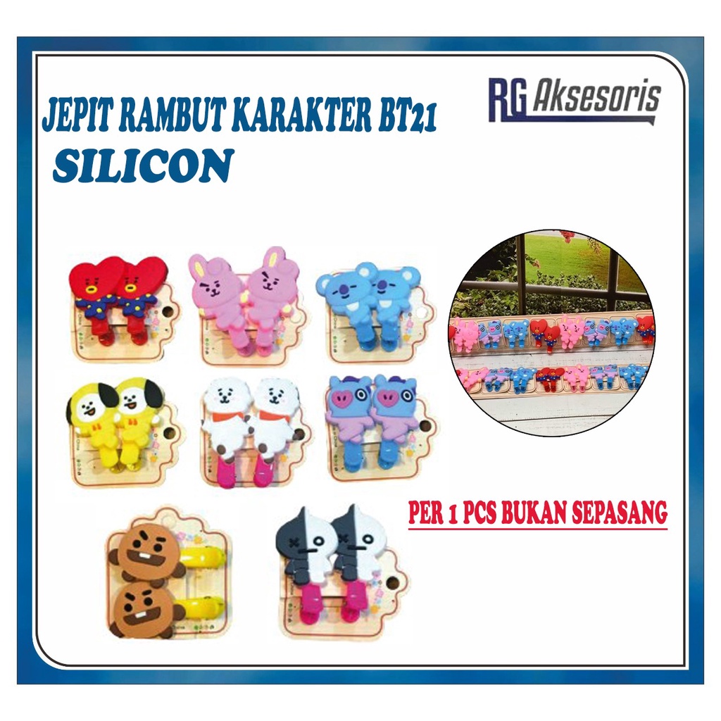 1PCS JEPIT RAMBUT ANAK SILICON KARAKTER LUCU BTS BT21