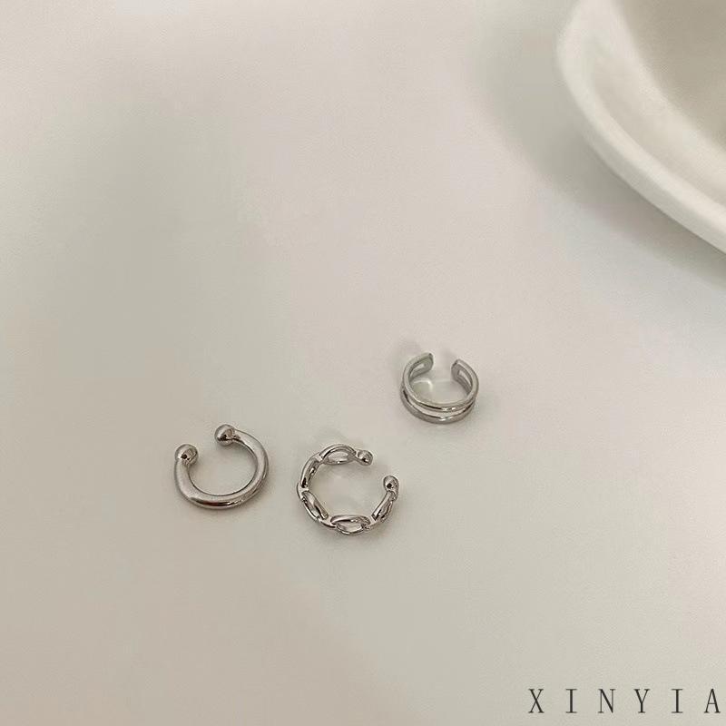 3pcs / Set Anting Klip Tanpa Tindik Gaya Retro Untuk Wanita