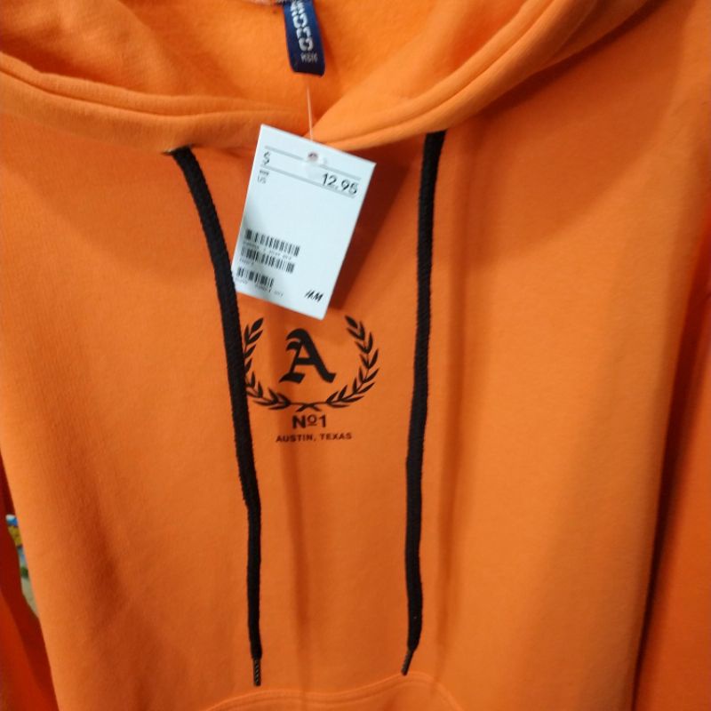 Hoodie Hnm Austin Texas Orange H&amp;M Pria Cowok Wanita Free Paper Bag