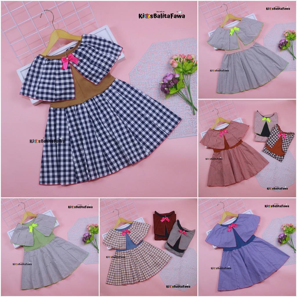 Dress Yolla size 3-4 Tahun / Dres Cape Anak Perempuan Murah Katun Adem Gaun Pesta Baju Kensi Cewek