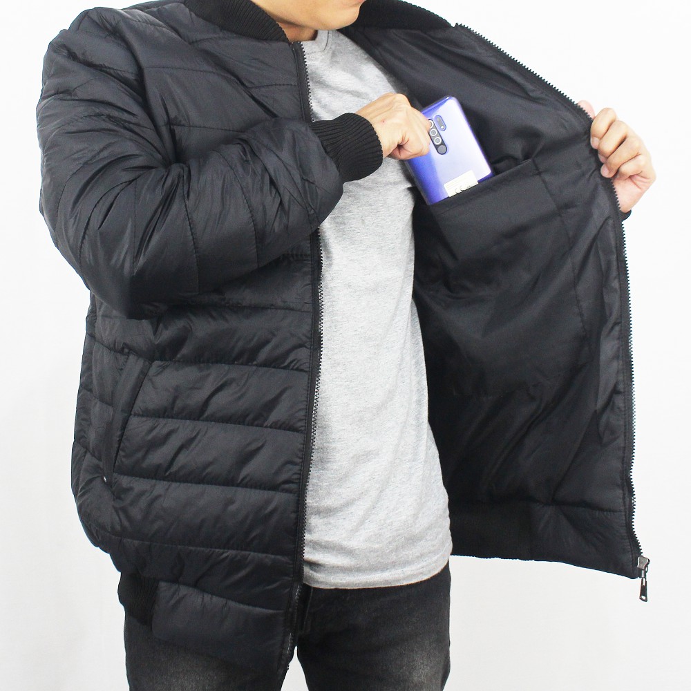 JAKET BOMBER PUFFER TEBAL PRIA - JAKET WINTER - JAKET PARASUT TEBAL - JAKET GUNUNG TEBAL PRIA HITAM