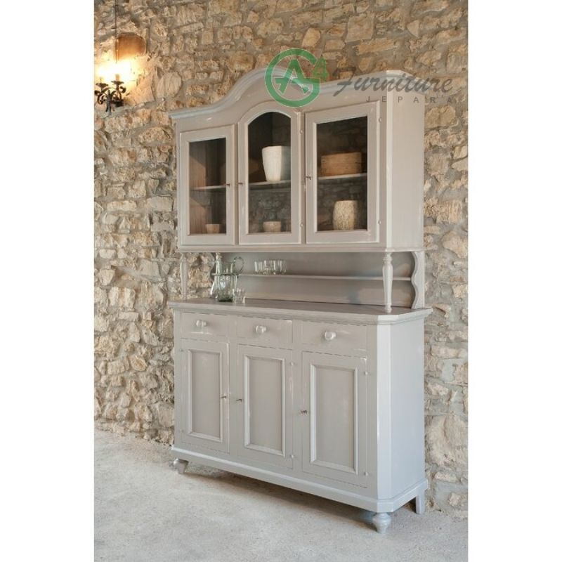 Lemari Hias Chahine Duco Putih - Kayu Mahoni