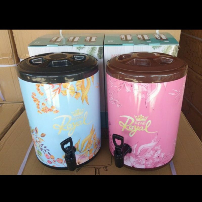 Termos Dispenser Air Panas 8 dan 10 Liter ROYAL STAR - Milk Bucket - Milk Tea Motif