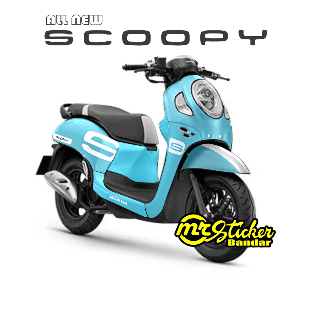 Decal Scoopy full body Dekal Sticker New Fi Baru 2021 PRESTIGE Simple Biru Muda full dashboard