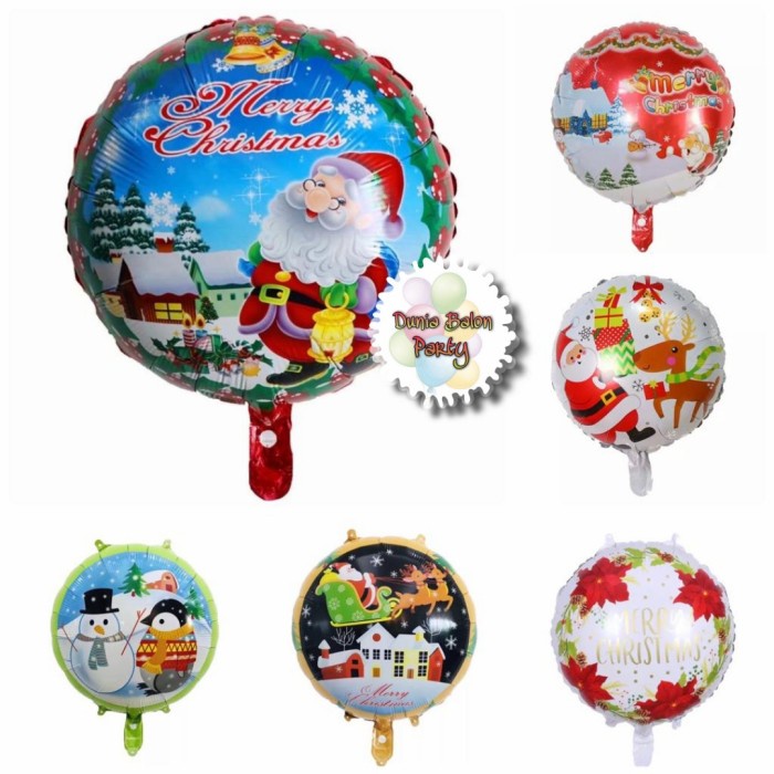 Balon Foil Merry Chrismast Bulat / Balon Foil Natal Santa Claus