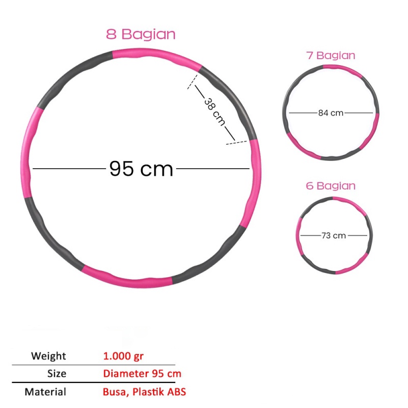 Hula Hoop Foam Bongkar Pasang Alat Olahraga Fitness  Hulla Hoop Alat Fitnes Dewasa &amp; Anak Murah Free Skipping