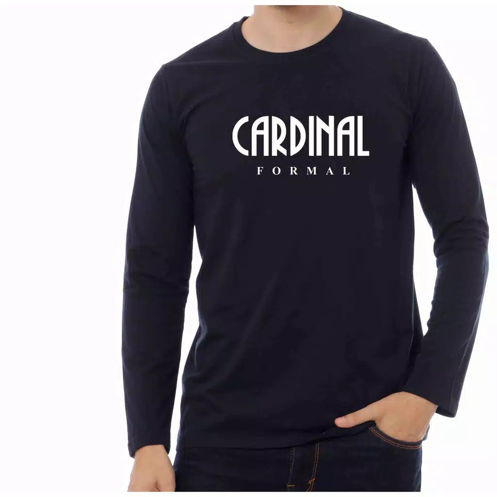 Kaos Distro Lengan Panjang _Kaos Keren Pria_Wanita Kaos Lengan Panjang CARDINAL FORMAL  White Qualit