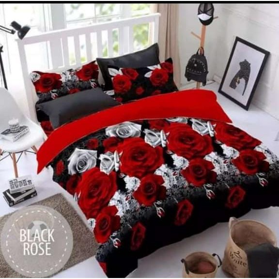 SPREI UKURAN NO.1 [180X200] NO.2 [180X200] NO.3 [120X200] MOTIF REDBLACK, BLACKROSE, BUNGA TULIP HIJAU, LV COKLAT BERIKUT SARUNG BANTAL &amp; SARUNG GULING