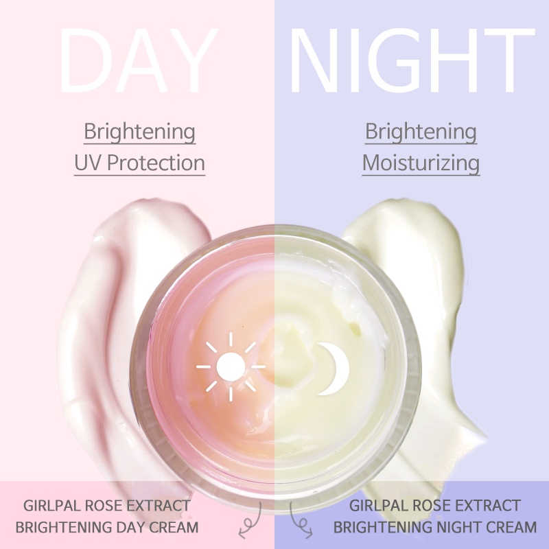 GIRLPAL 20g Rose Brightening Cream Vitamin C + Niacinamide Day &amp; Night Brightening Moisturizing Skin Cream GPSRF1004 GPSRF1005