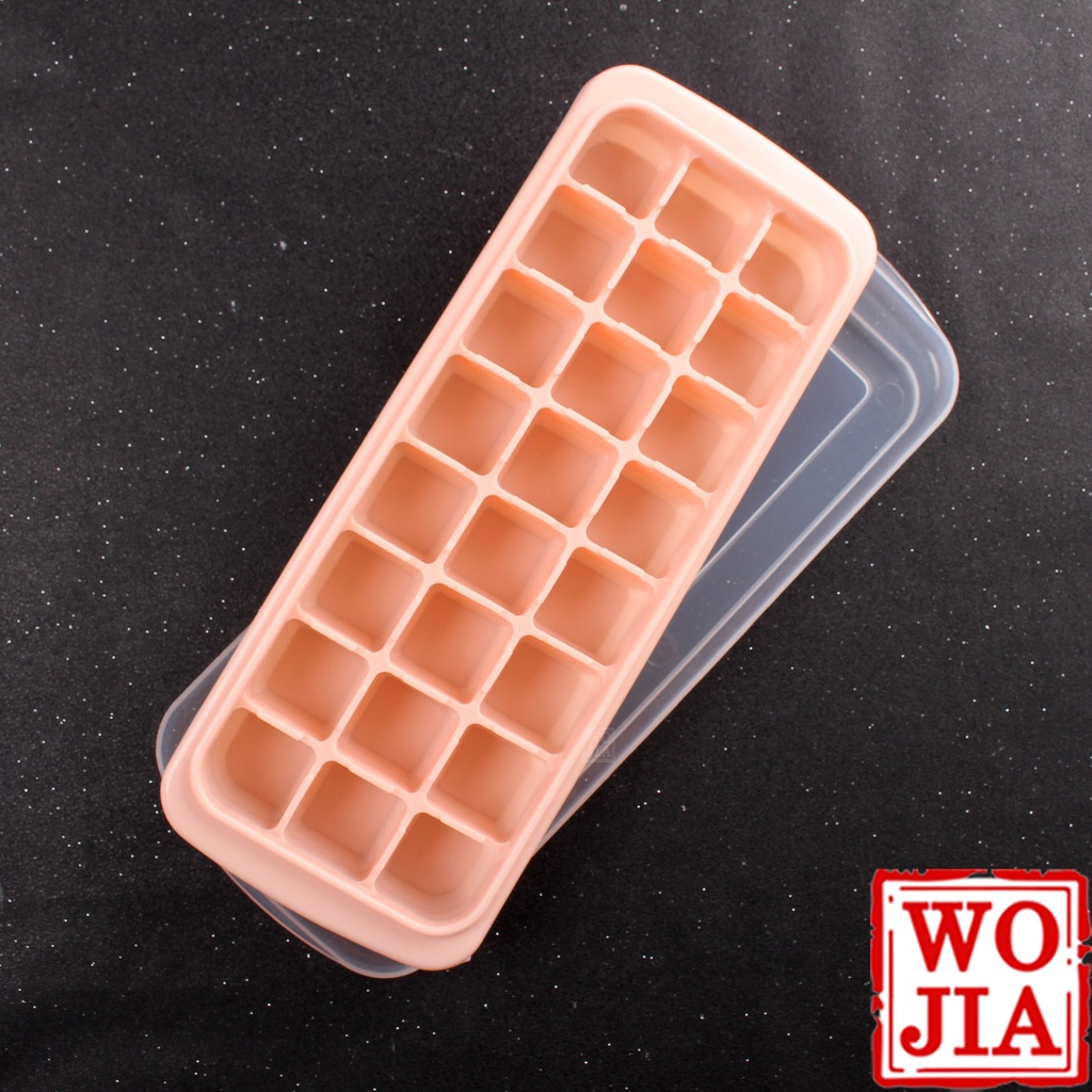 Cetakan Es Batu Silikon 3x8 24 Kotak Lentur Tutup Ice Cube Tray Lid