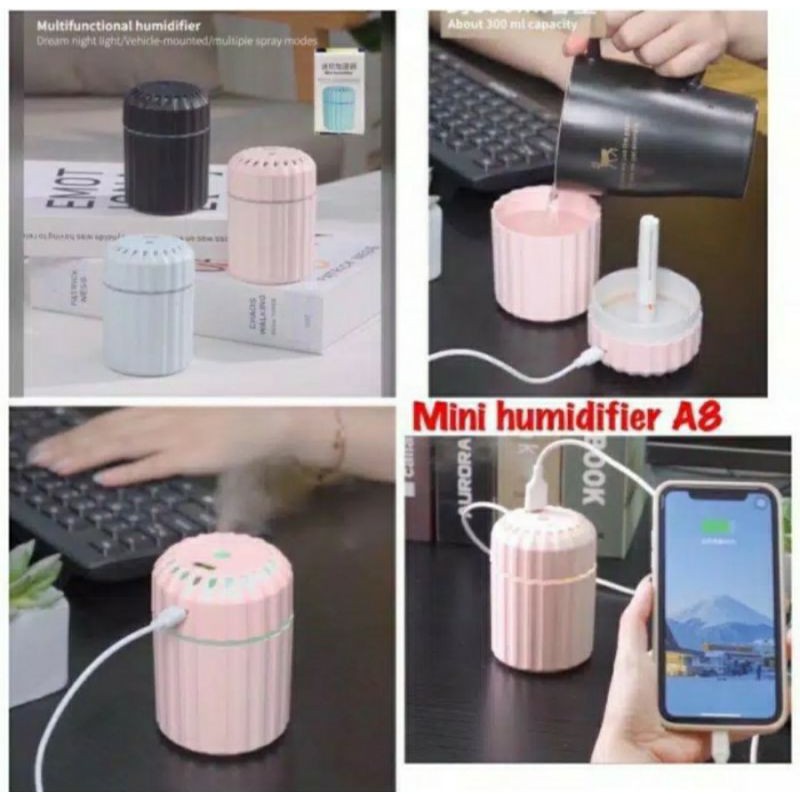 Humidifier USB Mini A8 Aroma Diffuser 300 Ml ZaraZU