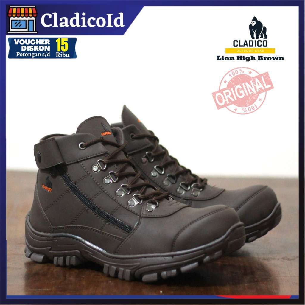 Safety Shoes Pria Boot Tinggi Sepatu Safeti Ujung Besi Kerja Lapangan Proyek Outdoor Gunung Hiking Berkendara Advanture Spatu Sefty Work CLADICO Lion High Original