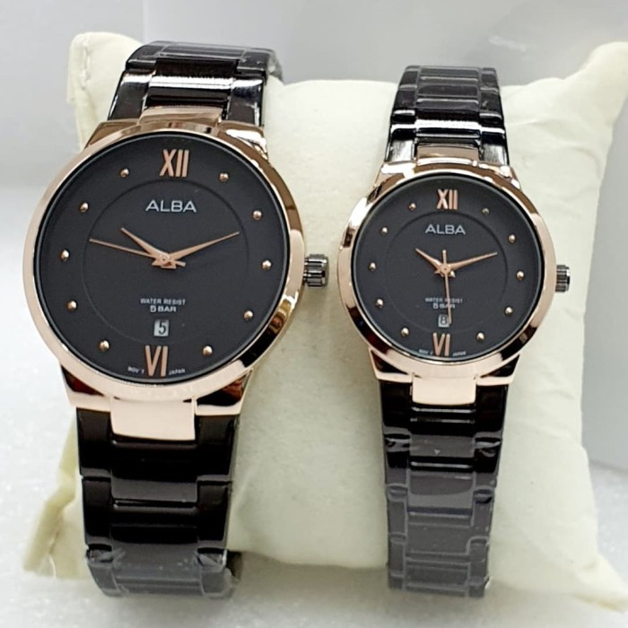 JAM TANGAN COUPLE ALBA RANTAI TANGGAL AKTIF ANTI AIR