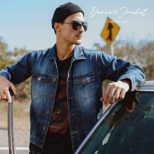 Greenlight denim dark blue jaket pria original