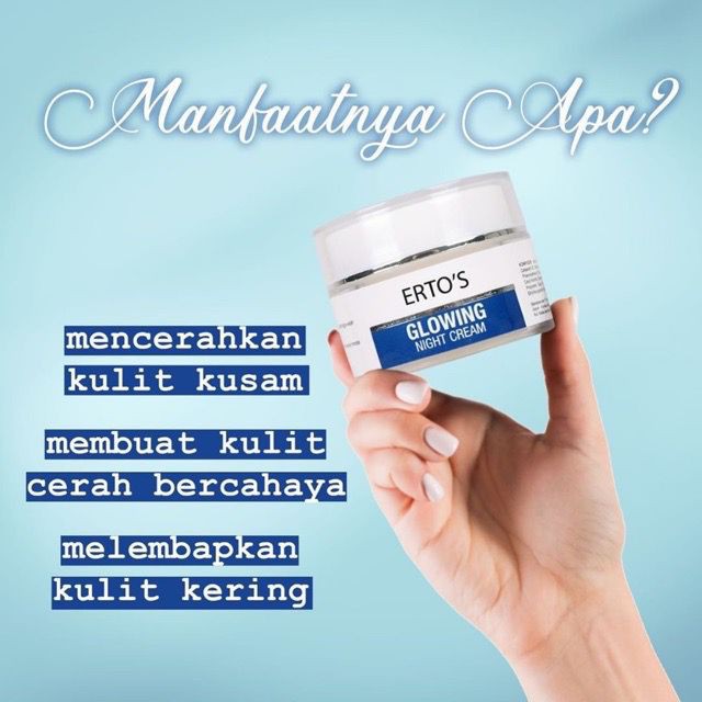 BPOM Erto's Glowing Night Cream Ertos Krim Malam Pencerah Wajah Krim Glowing