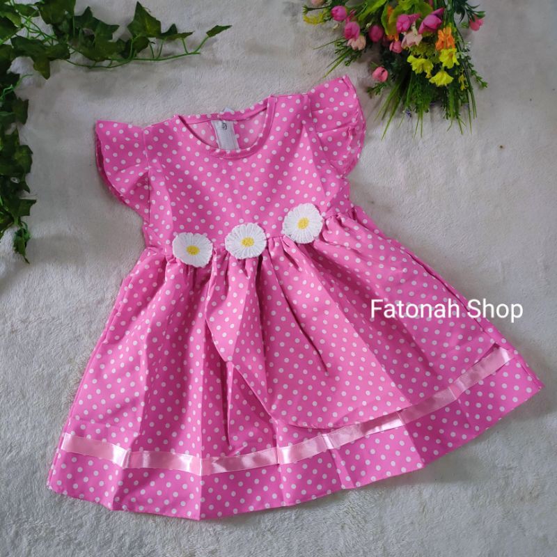 Dress anak 1 2 tahun polka gaun anak cewek perempuan ( dress sun POLKA )