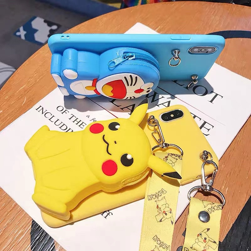 OPPO A53S A95 A74 A54 A53 A33 REALME C1 C2 C3 REALME 2 PRO REALME 3 PRO 4G 5G SOFT CASE BONEKA DOMPET KOIN COIN + GANTUNGAN TALI HP SELEMPANG TAS SOFT WALLET STRAP