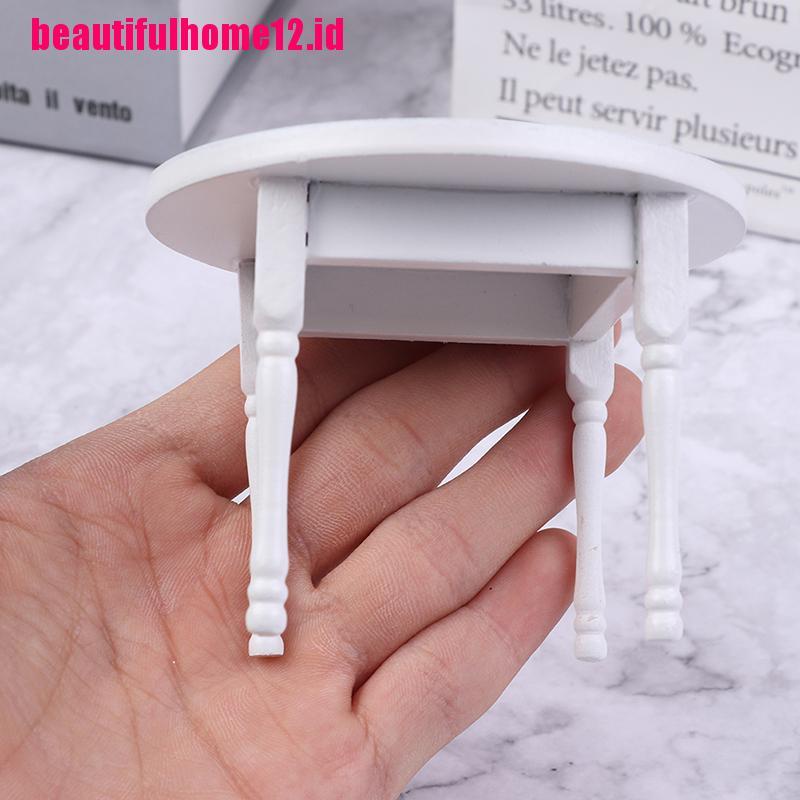 【beautifulhome12.id】3Pcs/Set 1/12 Doll House Mini Furniture Dining Table Chair Set Toy Model Decor