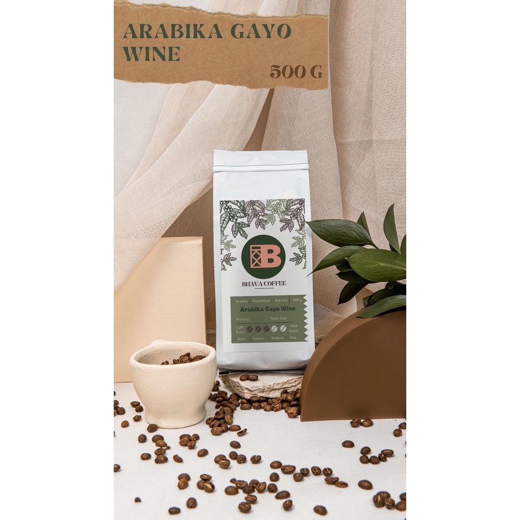 

BHAVA COFFEE - Gayo Wine Arabika 500GR Biji / Bubuk | Wine Processed - Medium Roasted