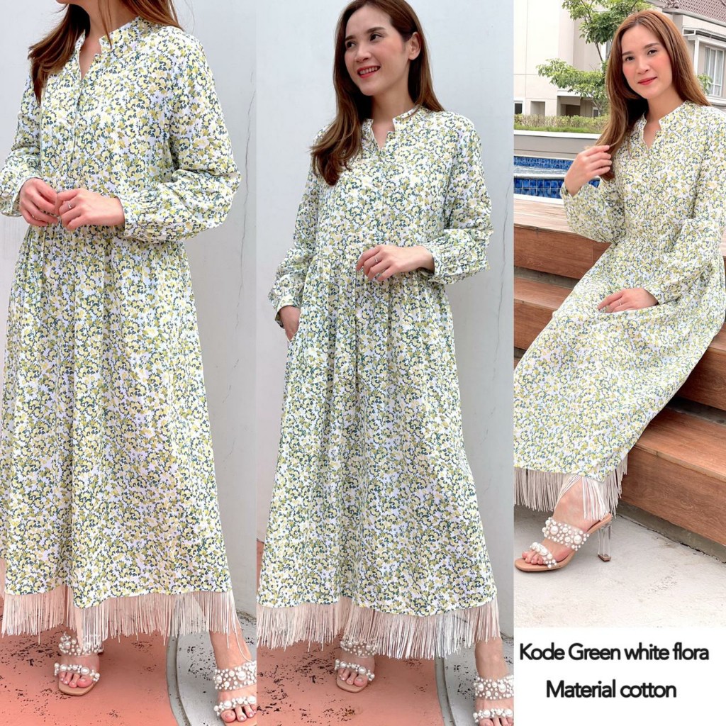 LK B-1 Dress PLC green wide floral dress