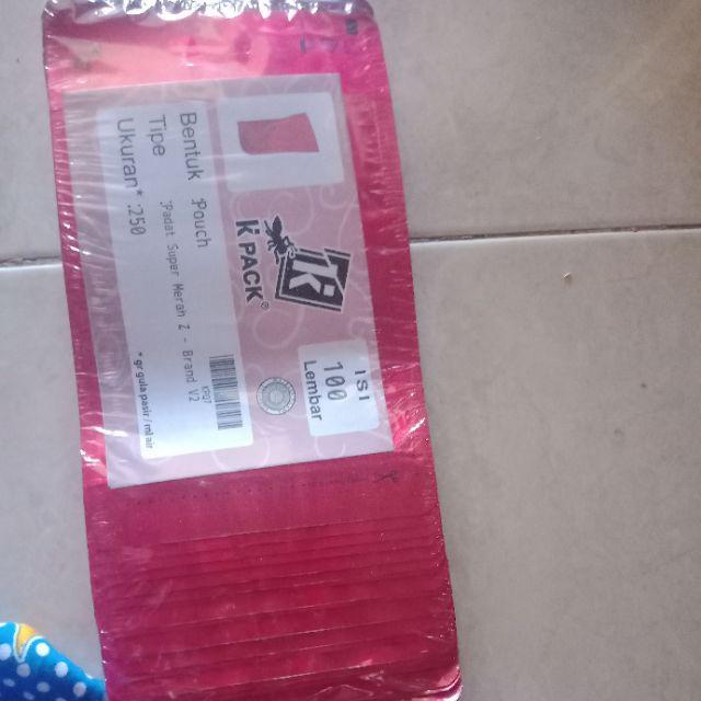 Kemasan Standing Pouch Super Merah/red Alumunium Foil 250 + Zipper (130x205x37mm)