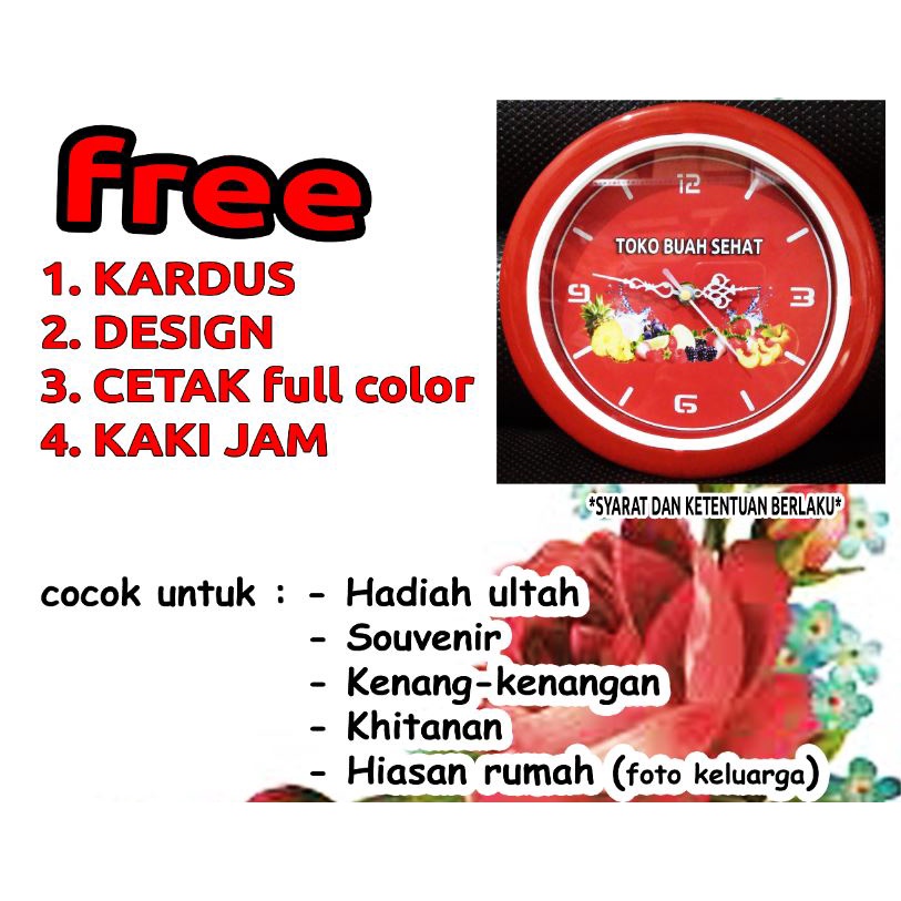 Jual Jam Dinding 21cm custom bebas ( wedding - logo perusahaan