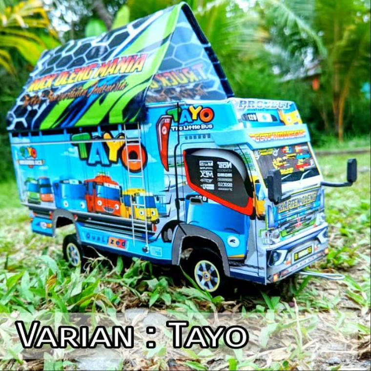 [KODE BARANG 558F] Truk Oleng Miniatur Ukuran Besar  Jumbo P-42  Lampu  Terpal Roda Kayu Murah OLENG