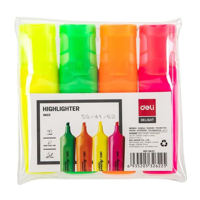 

ITERLARISl Deli Highlighter - Pahat/chisel 4pcs/pak 1-5mm kuning,hijau ES622 ICIQl