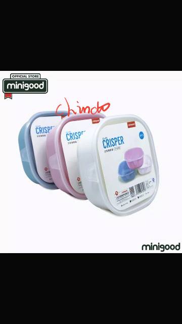 KOTAK MAKAN MINIGOOD BOX PLASTIC ISI 2 TEMPAT MAKANAN SQUARE CRISPER