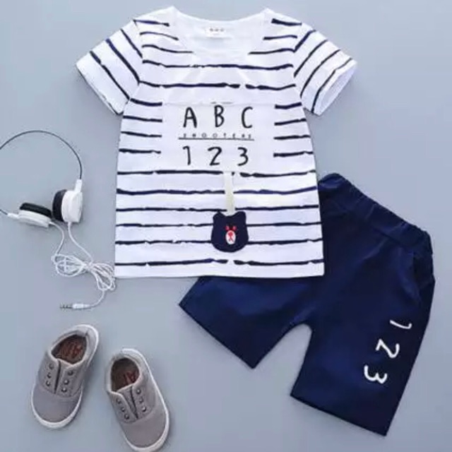 Baju setelan anak laki laki complete set Baju dan Celana A B C