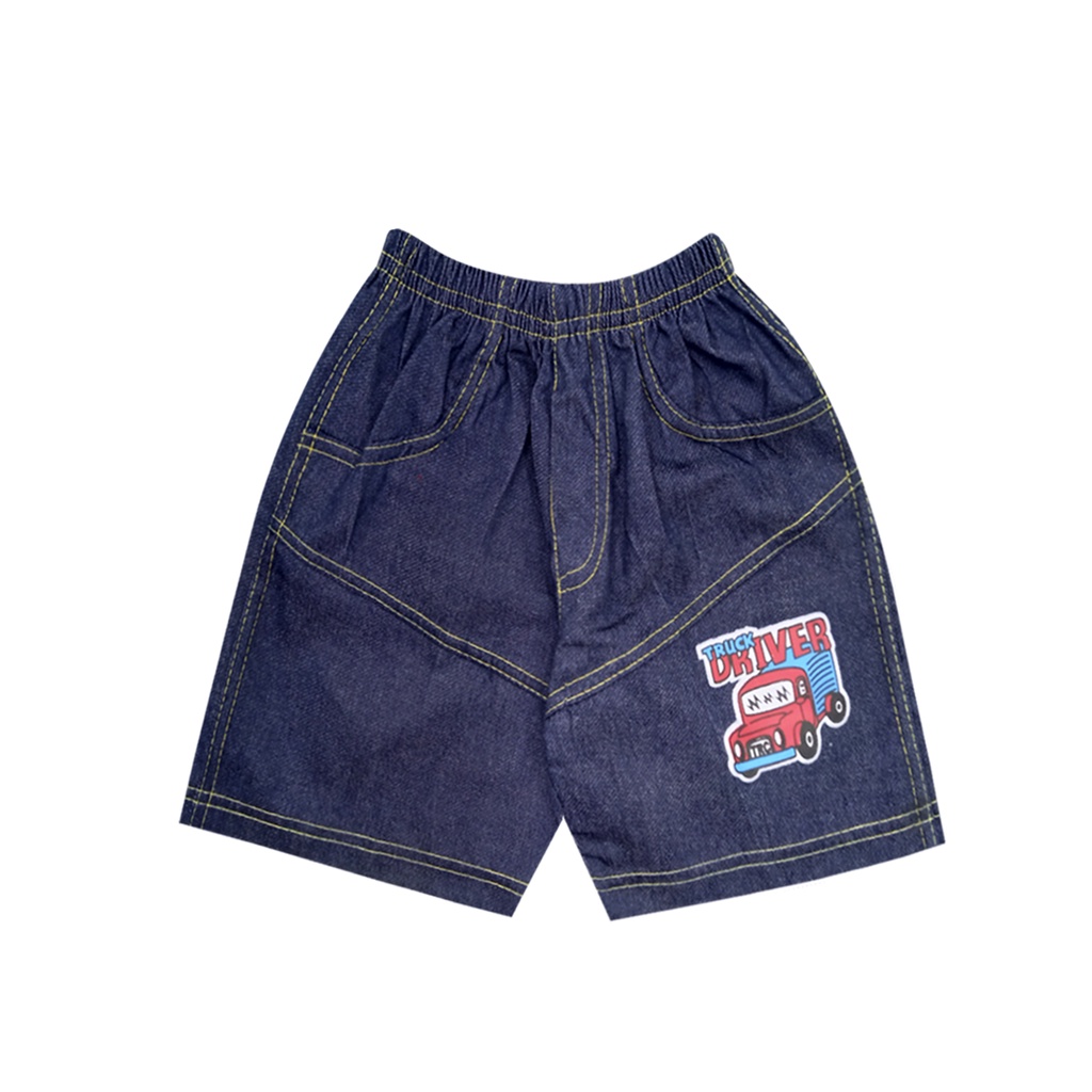 Wakakids Baju Anak Laki Laki Usia 1 - 4 Tahun Motif Truck Driver Setelan Celana Jeans Horton 2068-6