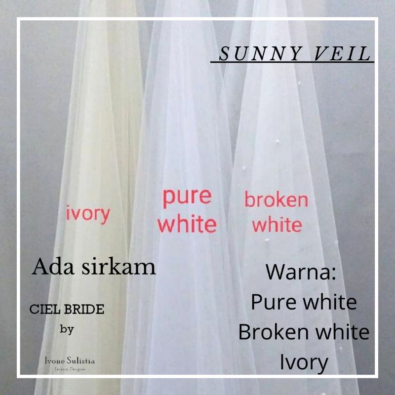 sunny veil kerudung pengantin modern minimalis soft tulle tile lembut